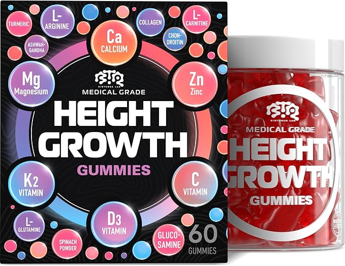 Height Growth Increase Gummies Vitamins, Grow Tall Supplement, Calcium, Magnesium, Zinc, Ashwagandha, Glucosamine Multivitamin for Teens, Kids, Adults-SeraviaPure