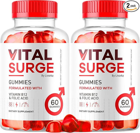 (2 Pack) Vital Surge, Vital Surge Gummies for Men Supplement, Vital Surge Gummies for Health, Vital Surge for Men, Vitale Surge,Vita Surge, Ital Source, Viral Surce Gummy para Hombres, 120 Gummies-SeraviaPure
