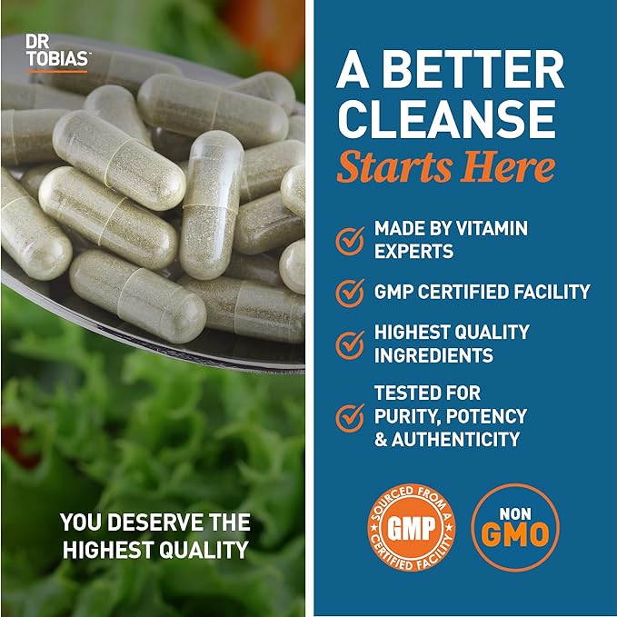 Dr. Tobias Colon 14 Day Cleanse, Advanced Gut Cleanse Detox for Women & Men with Cascara Sagrada, Psyllium Husk, Senna Leaf & Probiotics, Non-GMO Colon Cleanse, 4 Bottles of 28 Capsules (1-2 Daily)-SeraviaPure