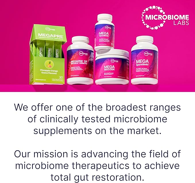 Microbiome Labs MegaSporeBiotic Probiotics for Women & Men - Spore Based Probiotics for Digestive Health - Shelf Stable & Travel-Friendly (180 Capsules)