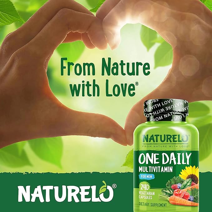 NATURELO Mens Multivitamins - One Daily Multivitamin for Men with Vitamins, Minerals & Organic Whole Foods, Boost Energy & Health, Non-GMO, 240 Vegetarian Capsules-SeraviaPure