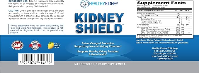Kidney Shield 120 Caps Kidney Supplement to Support Normal Kidney Function and Support Kidney Health for Kidney Cleanse Omega 3 - (3 Pack)-SeraviaPure