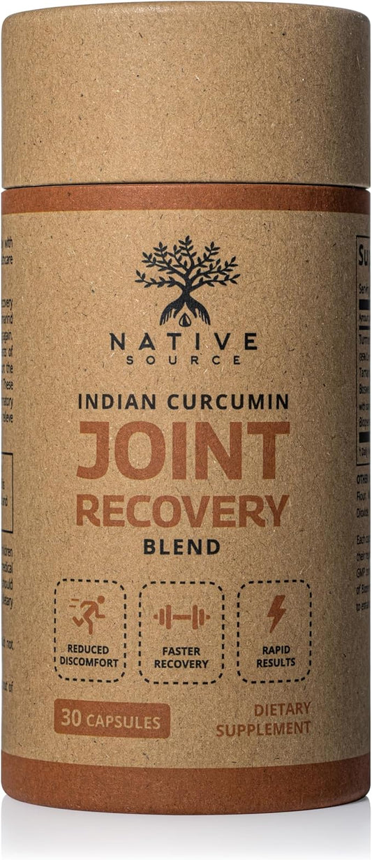 Indian Curcumin: Joint Recovery | Turmeric, Tamarind Seeds, Boswellia and Black Pepper Extracts | Biodegradable BPA-Free Bottle | 30 Capsules | MAHA | Dietary Supplement