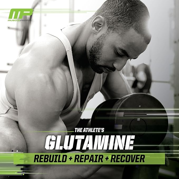 MusclePharm Essentials Glutamine, Pure L-Glutamine Powder Supplement for Post Workout Muscle Recovery, Energy & Gut Health, 5g L Glutamine Powder per Serving, Gluten-Free, Unflavored, 60 Servings-SeraviaPure