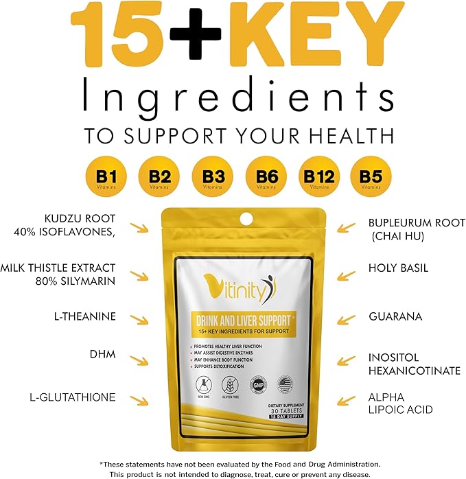 Anti Drink Liver Support Supplement-15+Key Ingredients for Craving Support,Liver Health,Kudzu, Milk Thistle,Holy Basil,DHM,All Natural Cleanse,Gradual Reduction,Nutrient Replenisher Tablets(30 Days)-SeraviaPure