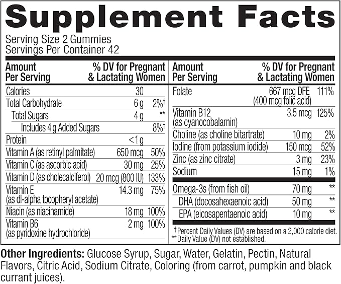 OLLY Essential Prenatal Gummy Multivitamin, Folic Acid, Vitamin D, Omega 3 DHA, Supports Healthy Growth and Brain Development, Citrus Berry - 84 Count-SeraviaPure