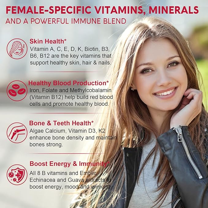 (2 Pack) Sugar Free Methylated Multivitamin for Women Gummies with Calcium, D3 K2, Inositol, Folate, Biotin, Iron, Vitamin A, C, E, B Complex - Multi Vitamins & Minerals - Energy, Immune, Bone - Vegan-SeraviaPure