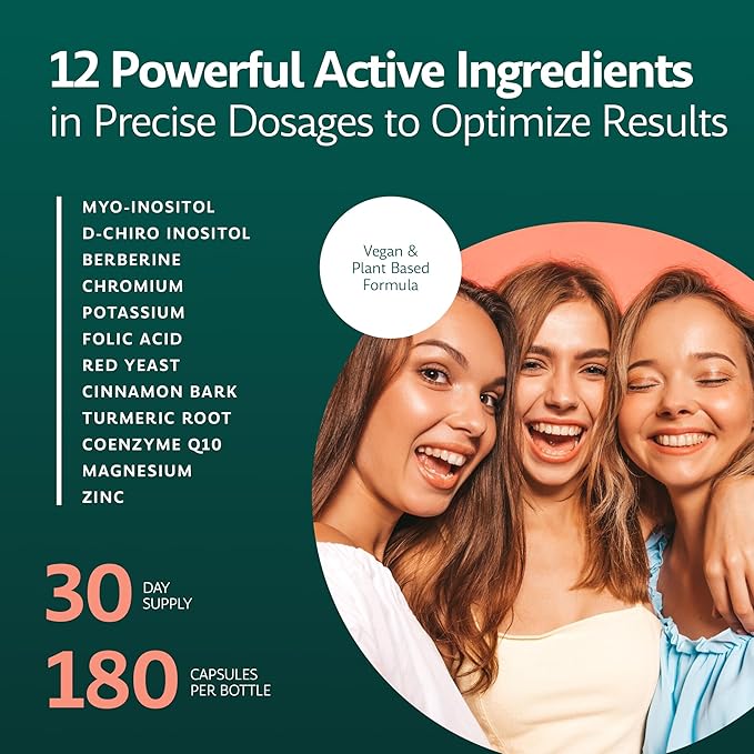 Inositol Plus Supplement for Women | Ovarian Health, Hormone Balance, Fertility, Ovulation | 40:1 Myo-Inositol D-Chiro & 12 Ingredients | Developed by Medical Doctor | 120 Capsules-SeraviaPure