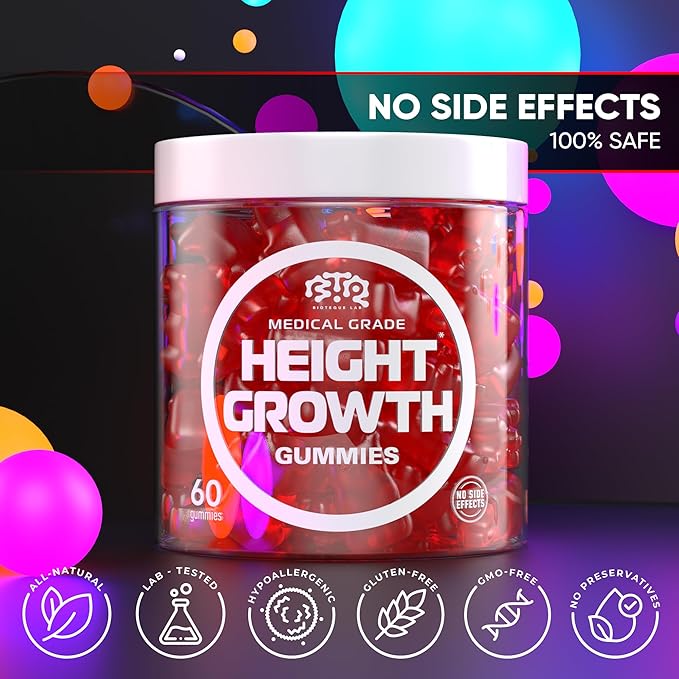 Height Growth Increase Gummies Vitamins, Grow Tall Supplement, Calcium, Magnesium, Zinc, Ashwagandha, Glucosamine Multivitamin for Teens, Kids, Adults-SeraviaPure