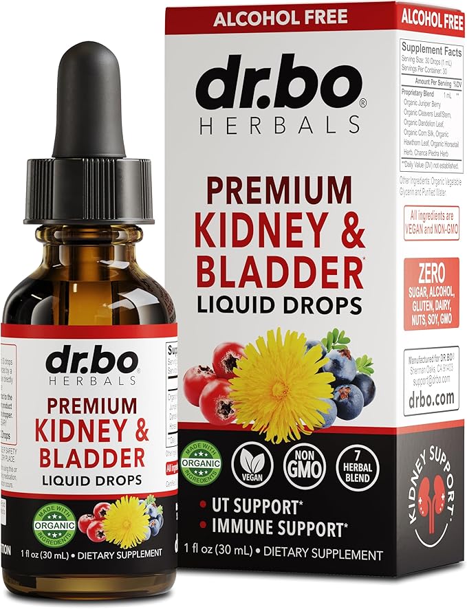 Kidney Support Supplement Bladder Health - Organic Kidney Bladder Supplements Drops Juniper Berry Cleavers Dandelion - Renal Kidney Cleanse Detox Urinary Tract Herbal Bladder Support Flush Kidneys 1oz-SeraviaPure