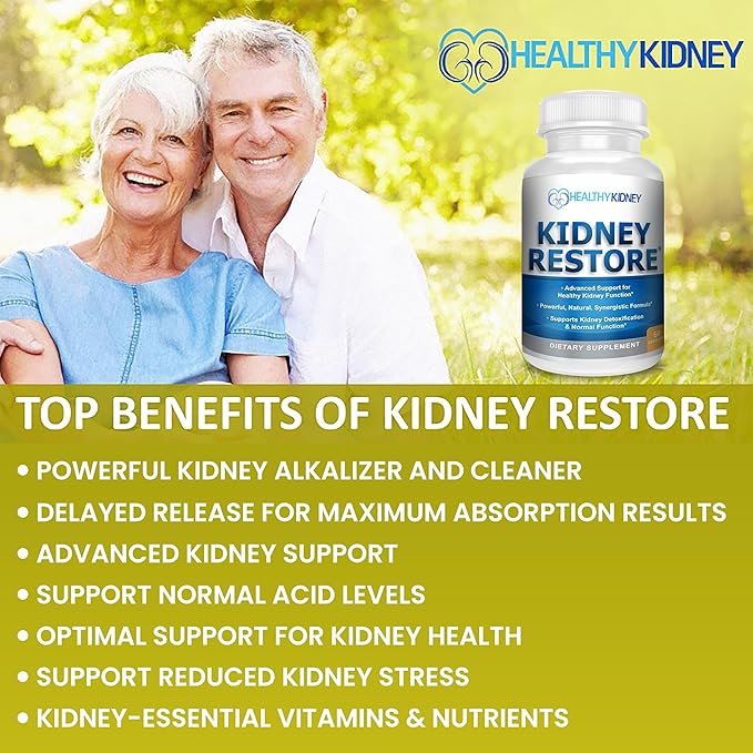 Kidney Restore Kidney Cleanse and Kidney Health Supplement to Support Normal Kidney Function, Vitamins for Kidney Health 60 caps-SeraviaPure
