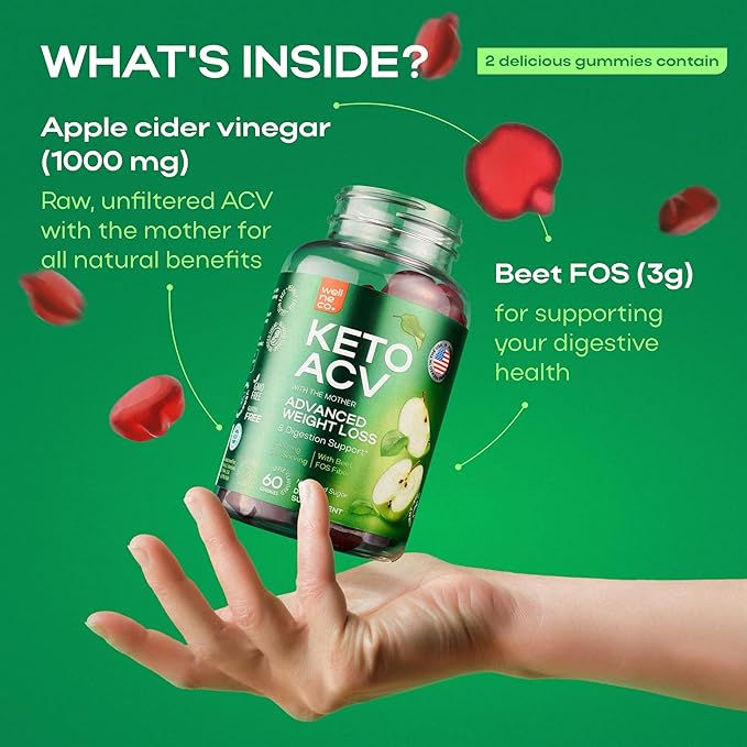 Advanced Keto ACV Gummies for Weight Loss 1000 Mg - ACV Gummies for Digestion, Metabolism, Detox - Apple Cider Vinegar, Beet FOS Fiber - Keto ACV Gummies Kelly Clarkson for Men and Women - Sugar Free-SeraviaPure