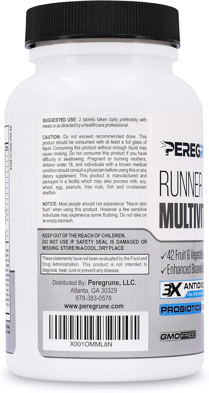 Runner Multivitamin – Engineered Vitamin with Antioxidants for Health/Running Recovery – Complete B Complex for Endurance, Energy – Probiotics, Whole Foods – Certified Running Supplements-SeraviaPure