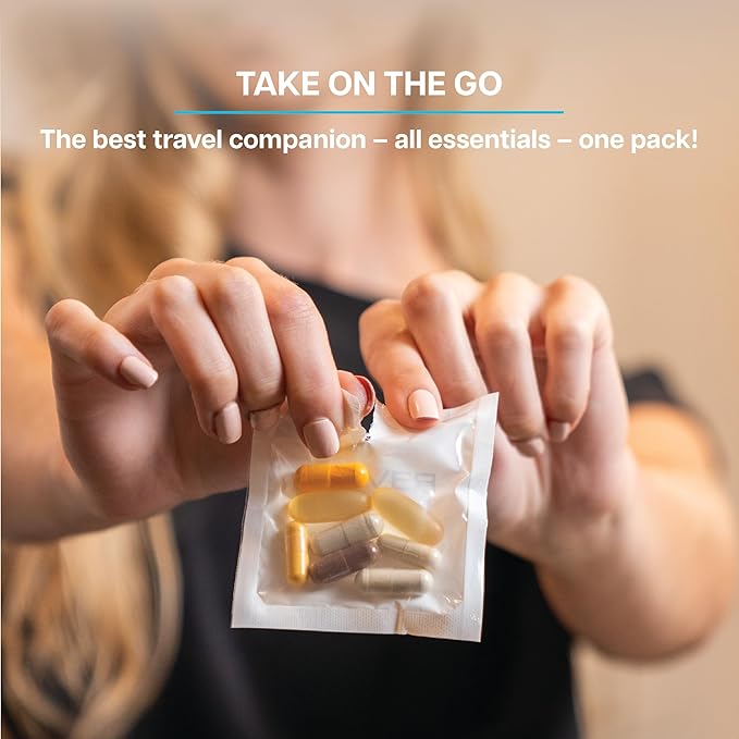 Revive MD Essential Vitamin Packs for Women & Men, Vitamins Pack Daily Nutrient Supplement - Travel-Friendly Multivitamin Packets with Arjuna & Turmeric Extract Support Heart, Joint, & Organ Health-SeraviaPure