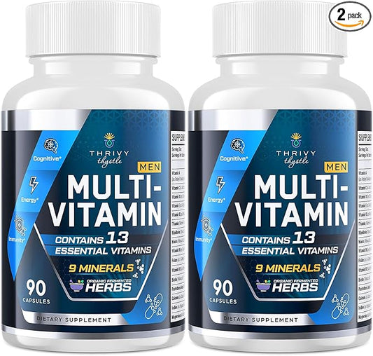 Mens Multivitamins 50 plus - Daily Multivitamin for Men with Fermented Herbal Extracts & 43 Nutrients - Mens Vitamins Multivitamin Supports Memory & Brain, Energy, Bone Health - Supports for Men 18+-SeraviaPure