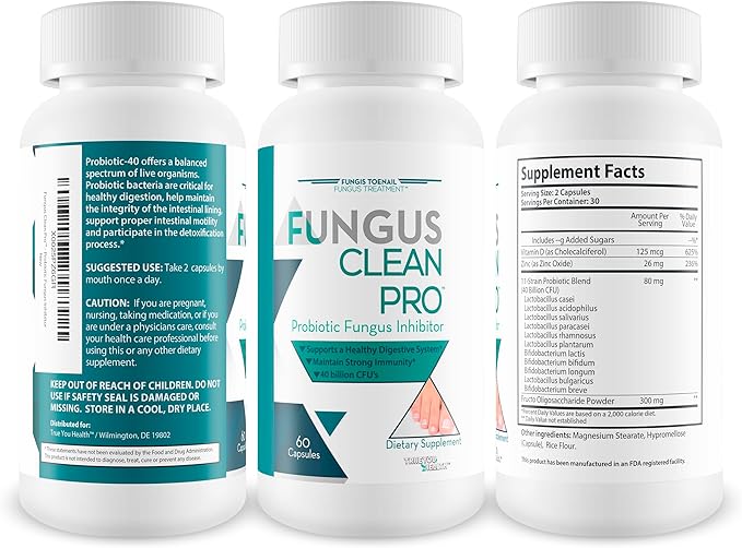Fungus Clean Pro - Probiotic Fungus Inhibitor - Fight off fungus from the inside out with this powerful fungus defense probiotic - By Fungis Toenail Fungus Treatment - Protect your body from fungus-SeraviaPure