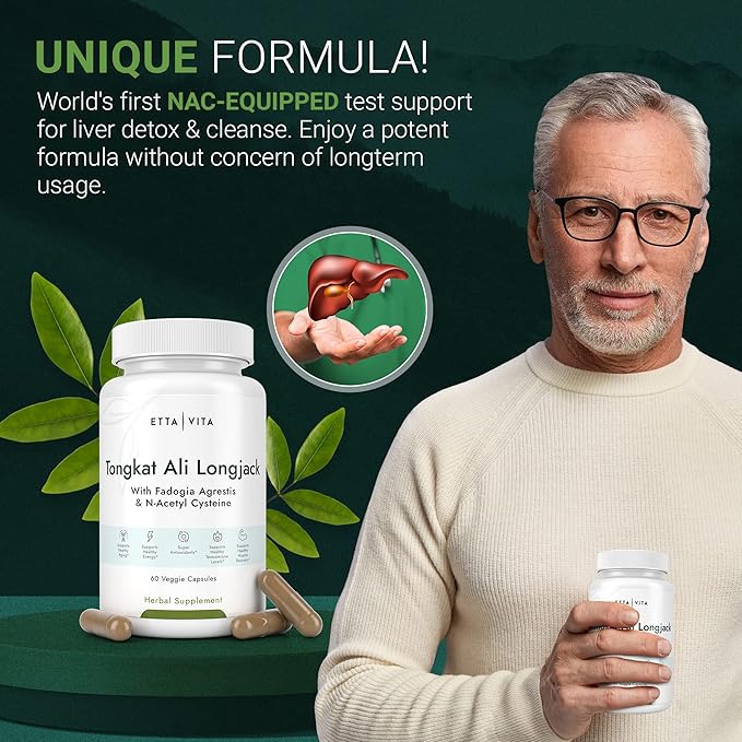 Hormone Doctor Recommended Test Support - Longjack Tongkat Ali & Fadogia Agrestis Supplement for Men & Womens Energy Support, Lean Muscle Growth & Recovery - NAC Liver Detox (Donovan McNabb Partner)-SeraviaPure
