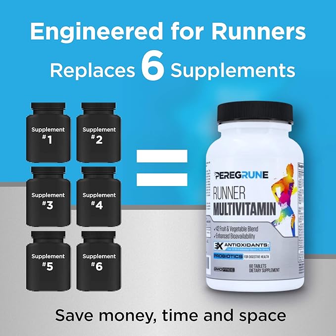 Runner Multivitamin – Engineered Vitamin with Antioxidants for Health/Running Recovery – Complete B Complex for Endurance, Energy – Probiotics, Whole Foods – Certified Running Supplements-SeraviaPure