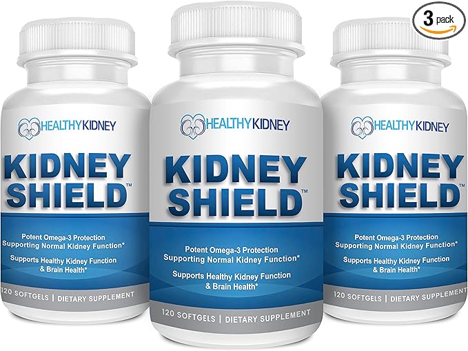 Kidney Shield 120 Caps Kidney Supplement to Support Normal Kidney Function and Support Kidney Health for Kidney Cleanse Omega 3 - (3 Pack)-SeraviaPure