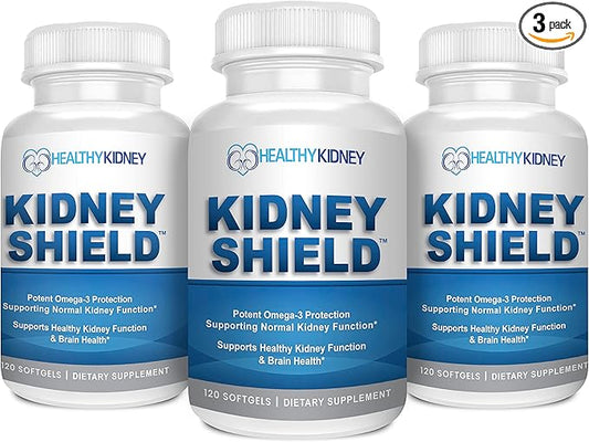 Kidney Shield 120 Caps Kidney Supplement to Support Normal Kidney Function and Support Kidney Health for Kidney Cleanse Omega 3 - (3 Pack)-SeraviaPure