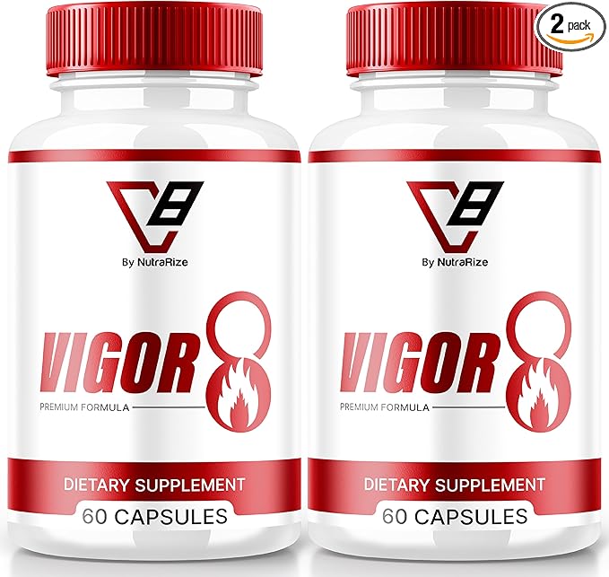 (2 Pack) Vigor 8 for Men, Vigor 8 Pills Male Enhancing Formula, Vigor Eight Supplement Capsules Test Boost, Vigor8 Stamina Booster Reviews Horny Goat Weed Tongkat Ali (120 Capsules)-SeraviaPure