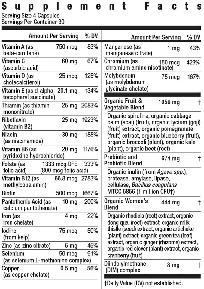 Rainbow Light Certified Womens Multivitamin, Multivitamin Supplement, 120 Caps (Pack May Vary)-SeraviaPure