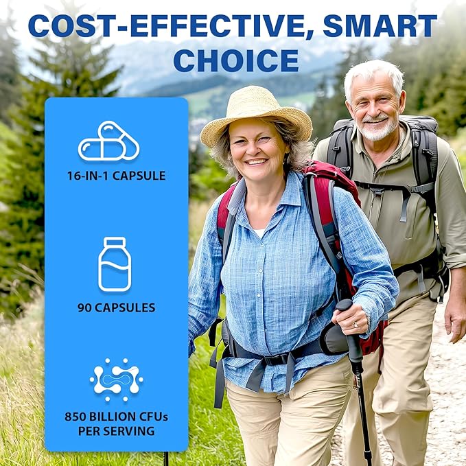 Probiotics for Men, Advanced 50+ Mens Probiotic, Comprehensive Gut & Energy Support with 850 Billion CFU, 1800mg Prebiotics Fiber – Tailored Wellness mens probiotics for gut health over 50, 990Capsule-SeraviaPure