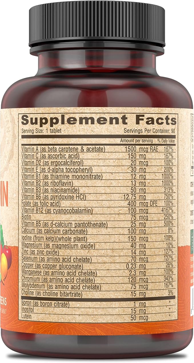 DEVA Vegan Multivitamin & Mineral Supplement Iron-Free - Vegan Formula with Green Whole Foods, Veggies, and Herbs - High Potency - 100% Vegan - 90 Count (Pack of 1)-SeraviaPure