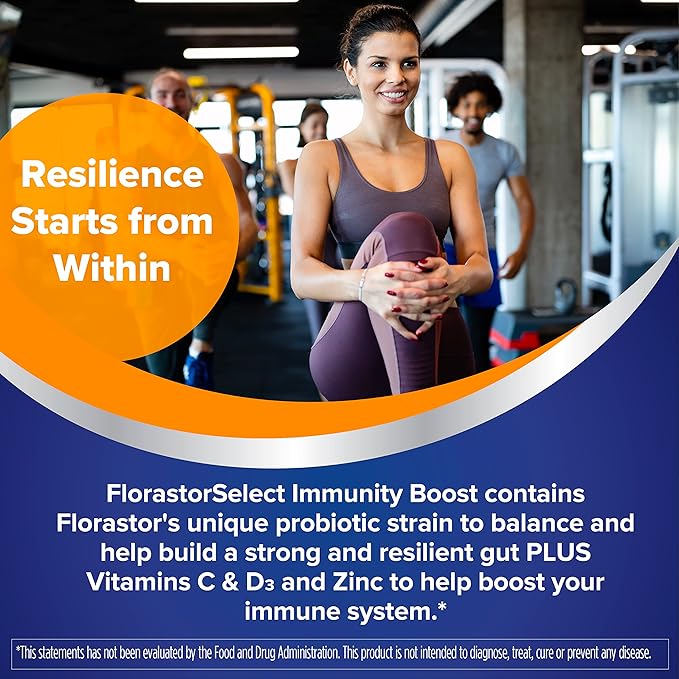 Florastor Select Immunity Boost Daily Probiotic & Immune Support Supplement for Women and Men, Saccharomyces Boulardii CNCM I-745 Plus Zinc, Vitamin C & D3 (30 Capsules)-SeraviaPure