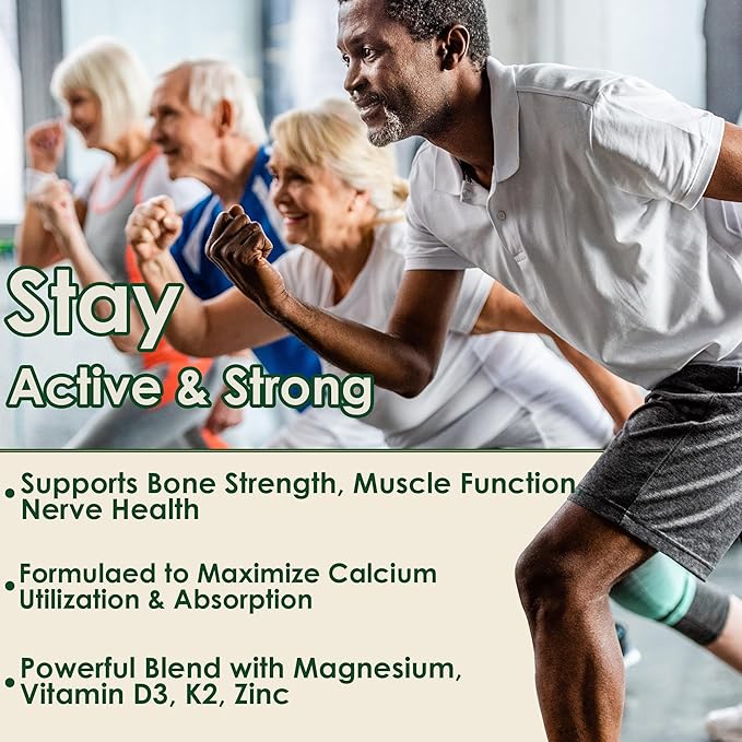 (2 Pack) Plant Based Calcium Supplement 600mg with Vitamin D3 K2, Zinc for Bone Strength, Sustainably Sourced Algae Calcium Magnesium 2:1 Ratio, Sugar Free Calcium Gummies 70+ Trace Minerals, Vegan-SeraviaPure