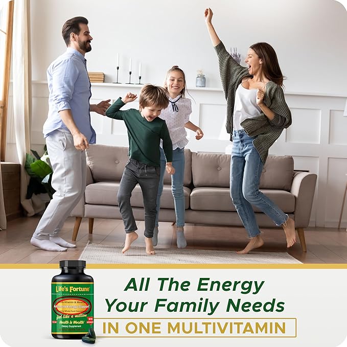 Life's Fortune Multivitamin All Natural Energy Source Supplying Whole Food Concentrates, Antioxidants, Amino Acids, Enzymes, Trace Minerals & More (90 Count (Pack of 1))-SeraviaPure