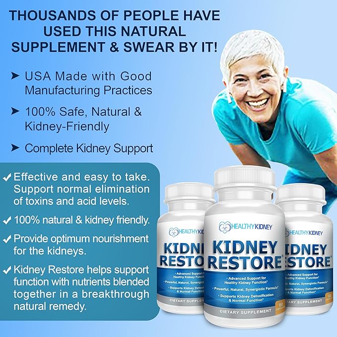 Kidney Restore Kidney Cleanse and Kidney Health Supplement to Support Normal Kidney Function, Vitamins for Kidney Health 60 caps-SeraviaPure