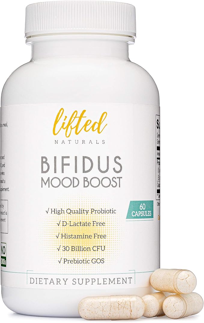 Probiotics 30 Billion CFU - Bifidus Mood Support Supplement w/prebiotics & probiotics for Women and Men - Mood & Digestion Support- Histamine Free - Natural Mood Boost - 60 Days Supply, Non-GMO-SeraviaPure