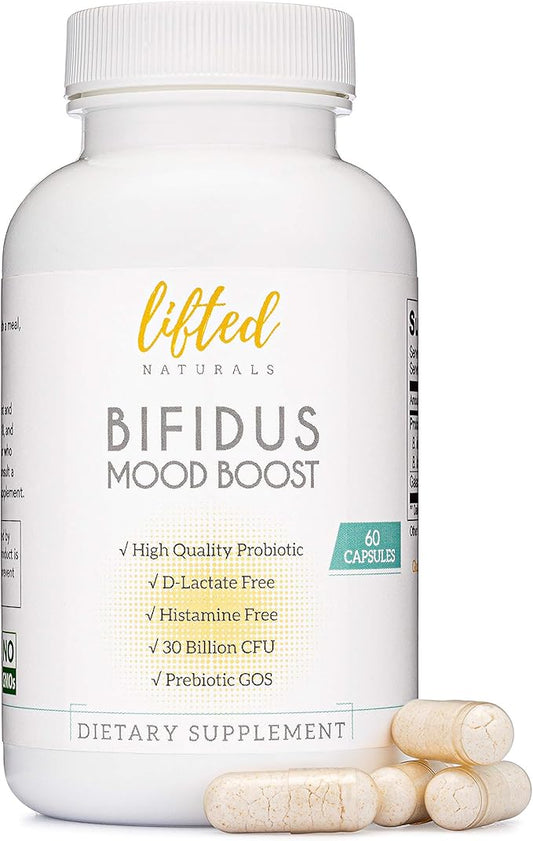 Probiotics 30 Billion CFU - Bifidus Mood Support Supplement w/prebiotics & probiotics for Women and Men - Mood & Digestion Support- Histamine Free - Natural Mood Boost - 60 Days Supply, Non-GMO-SeraviaPure