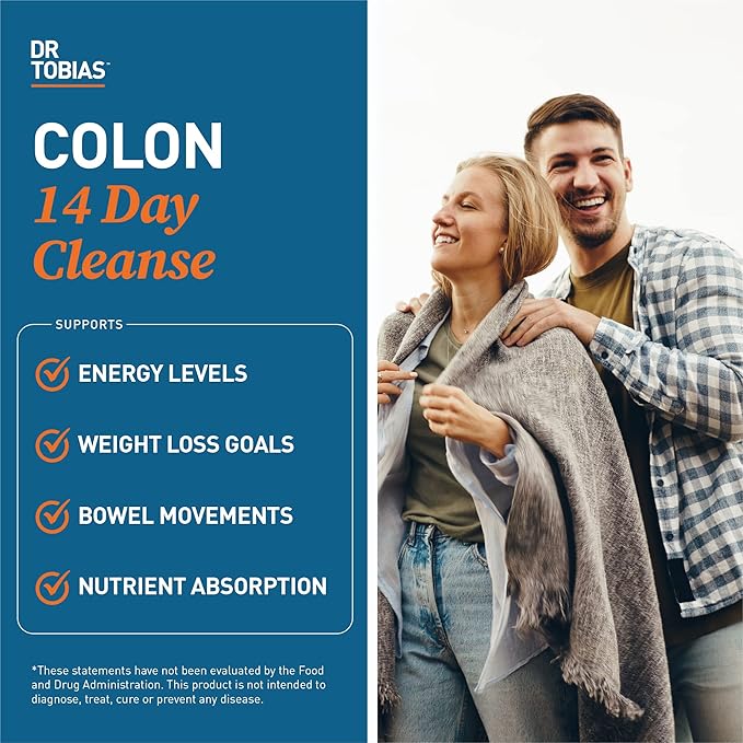 Dr. Tobias Colon 14 Day Cleanse, Advanced Gut Cleanse Detox for Women & Men with Cascara Sagrada, Psyllium Husk, Senna Leaf & Probiotics, Non-GMO Colon Cleanse, 4 Bottles of 28 Capsules (1-2 Daily)-SeraviaPure