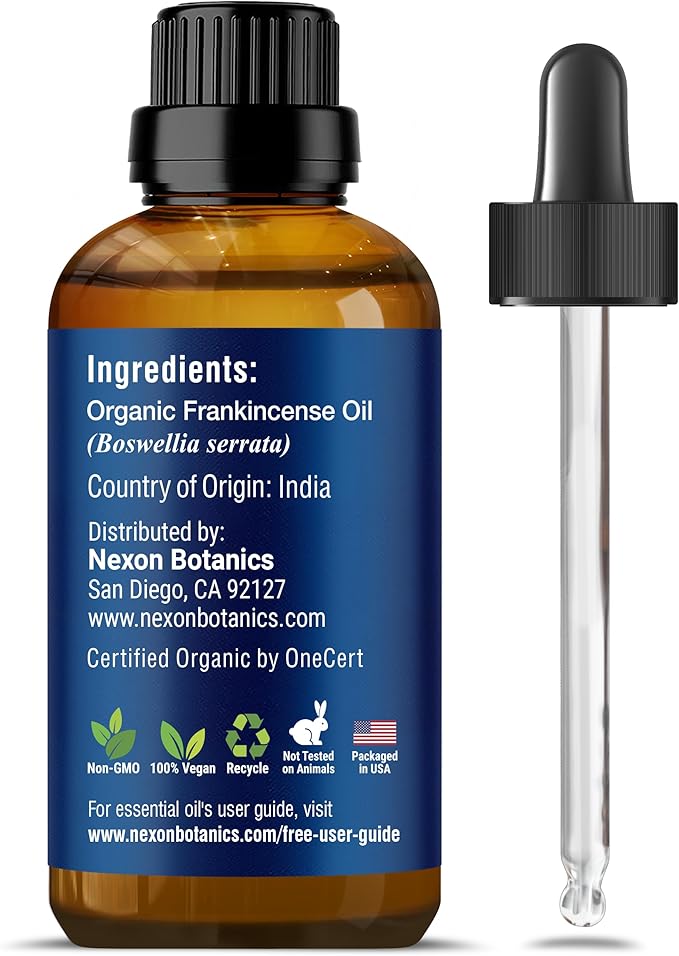 Organic Frankincense Essential Oil 30 ml - Pure, Natural Oils for Aromatherapy, Diffusers, DIY, Candle and Soap Making Scent - Nexon Botanics