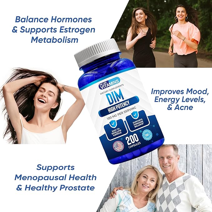 We Like Vitamins DIM 100mg 200 Capsules - 200 Day Supply - Diindolylmethane DIM Supplement for Support with Healthy Estrogen and Hormone Levels-SeraviaPure