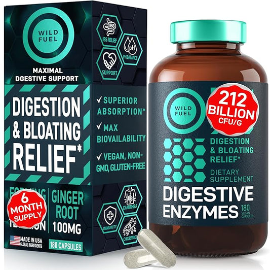 Digestive Enzymes with Probiotics and Prebiotics - Gut Health & Digestion Supplement with Artichoke Ginger Turmeric – Vegan Enzyme Complex for Digestive Health and Bloating Support - 180 Caps-SeraviaPure