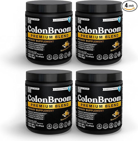 ColonBroom Premium Weight Management Supplement (Strawberry) - Colon Broom Psyllium Husk Fiber Powder Drink - Gluten Free, Non-GMO Colon Cleanse for Bloating Relief & Gut Health, 200 Servings