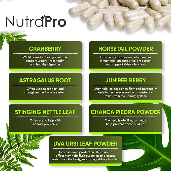 NutraPro Kidney Cleanse Detox & Repair and Bladder Support- Kidney Support Supplement for Kidney Restore with Chanca Piedra,Cranberry, Juniper Berries for Detox and Bladder Health.60 Day Supply.