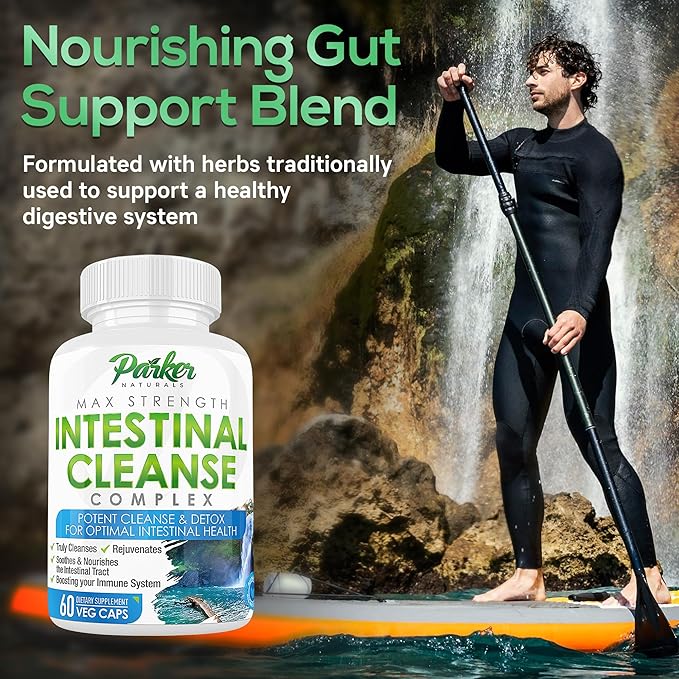 Intestinal Cleanse for Adults – Extra Strength Intestine Cleanse and Detox Supplements with Black Walnut Hull, Wormwood, and Echinacea – 60 Capsules