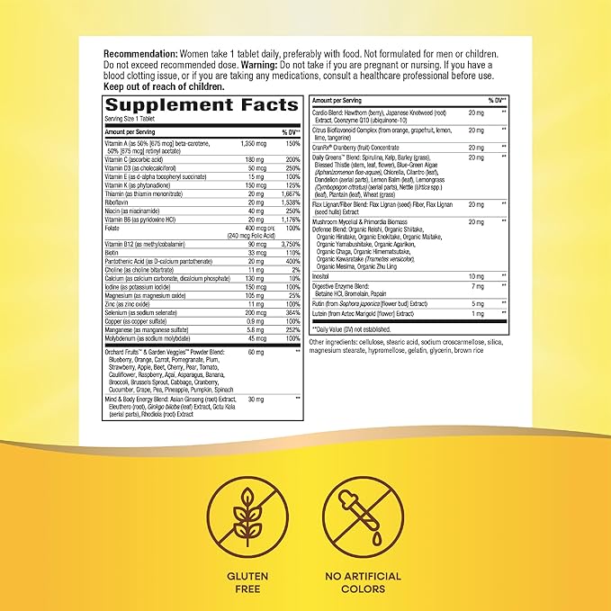 Nature’s Way Alive! Women’s 50+ Ultra Potency Complete Multivitamin, High Potency Formula, Promotes Healthy Heart, Brain, Bones*, with Methylated B12, Gluten-Free, 60 Tablets (Packaging May Vary)-SeraviaPure