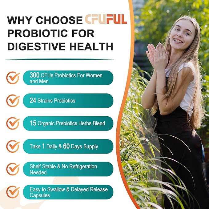 Probiotics for Women & Men - 300 Billion CFU, 24 Strains Probiotic + 15 Organic Herbs Prebiotics Blend, Daily Prebiotics and Probiotics for Digestive Health, Gut, Immune, Bloating - 2 Months Supply-SeraviaPure
