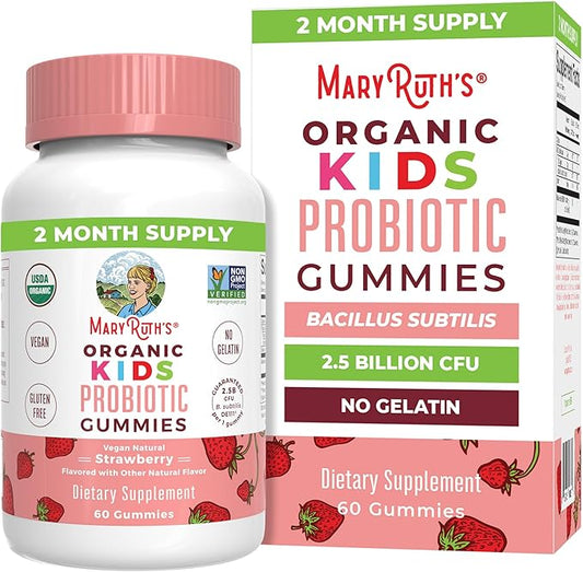 Kids Probiotics for Digestive Health | USDA Organic Probiotic Gummies | 2 Month Supply | Probiotics for Kids | Immune Support | Gut Health Supplement | Vegan | Non-GMO | Gluten Free | 60 Count