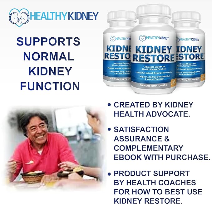 Kidney Restore Kidney Cleanse and Kidney Health Supplement to Support Normal Kidney Function, Vitamins for Kidney Health 60 caps-SeraviaPure