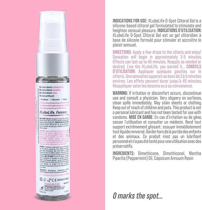 #LubeLife O-Spot Clitoral Gel, 1oz Warming Silicone-Based Stimulant for Women and Couples, Intense Stimulating Arousal Gel, Heightens Pleasure, for External Use Only-SeraviaPure