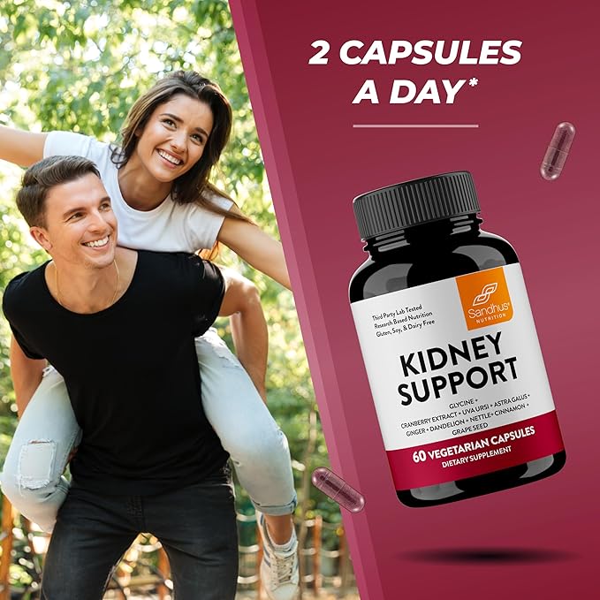Sandhu's Kidney Cleanse Detox & Support Supplement for Men and Women | with Cranberry Extract | Helps Support Kidney & Urinary Tract Health | 60 Vegetarian Capsules (Pack of 2)-SeraviaPure