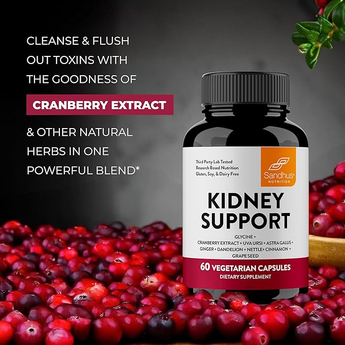 Sandhu's Kidney Cleanse Detox & Support Supplement for Men and Women | with Cranberry Extract | Helps Support Kidney & Urinary Tract Health | 60 Vegetarian Capsules (Pack of 2)-SeraviaPure