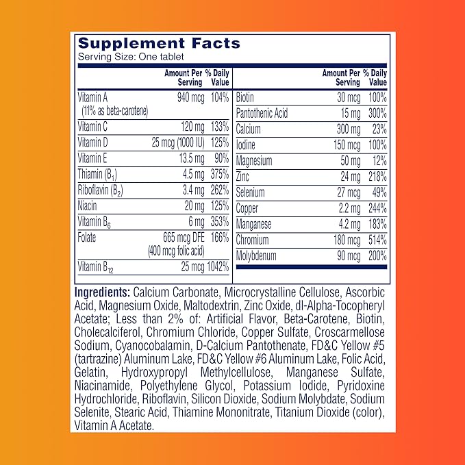 One A Day Women’s 50+ Multivitamins Tablet, Multivitamin for Women with Vitamin A, C, D, E and Zinc for Immune Health Support*, Calcium & more, 200 Count-SeraviaPure